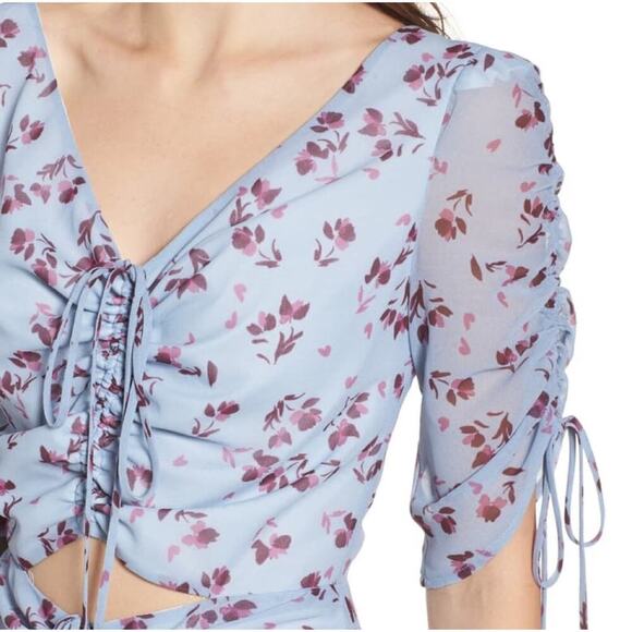 WAYF Larissa Floral Ruched Cutout Minidress size Small - Picture 5 of 12